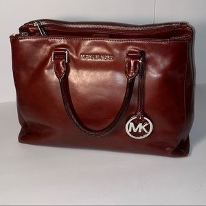 Michael Kors Kellen Satchel Leather Handbag Medium Merlot